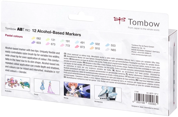 Een tombow marker abt pro op alcoholbasis-12 stuks set pastel colors koop je bij NiceSupplies.nl