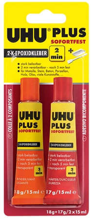 Een uhu 2-componenten-lijm plus directvast 35gr in tube koop je bij NiceSupplies.nl