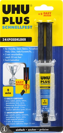 Een uhu 2-componenten-lijm plus snel drogend 15gr dubbel- koop je bij NiceSupplies.nl