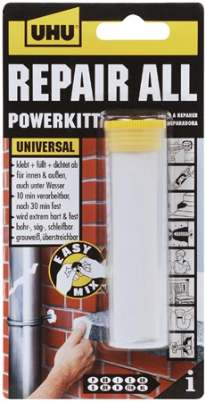 Een uhu 2-componenten-lijmf-kneedmassa repair all powerkit koop je bij NiceSupplies.nl