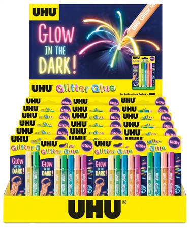 Een uhu glitterlijm glitter lijm glow in the dark display koop je bij NiceSupplies.nl