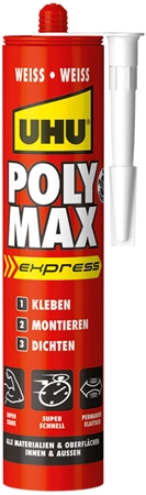 Een uhu montage lijm polymax express wit 425gr cassette koop je bij NiceSupplies.nl