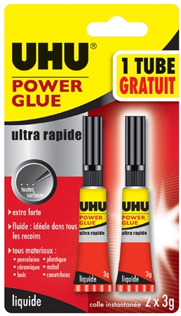 Een uhu secondelijm power lijm ultra rapide supergel 3gr koop je bij NiceSupplies.nl