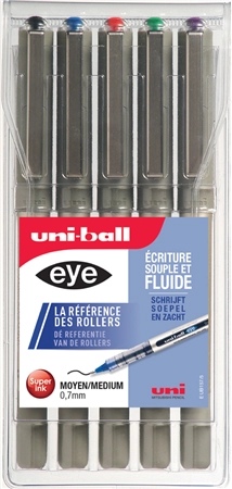 Een uni-ball fijnschrijver eye fijn ub-157 5 stuks etui assorti koop je bij NiceSupplies.nl