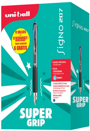 Een uni-ball gel-rollerpen signo 207 value pak blauw koop je bij NiceSupplies.nl