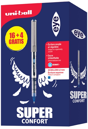 Een uni-ball rollerpen eye fine ub-157 value pak blauw koop je bij NiceSupplies.nl