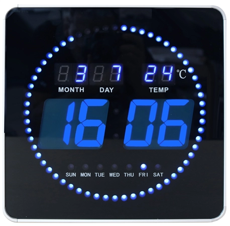 Een unilux led-wandklok flo led met datum/temperatur zwart koop je bij NiceSupplies.nl