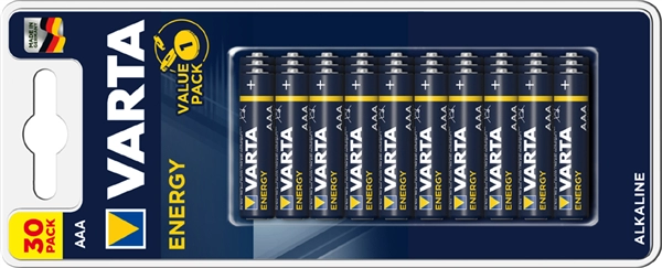 Een varta alkaline batterij 'energy' micro (aaa/lr3) 30 stuks koop je bij NiceSupplies.nl