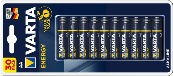 Een varta alkaline batterij 'energy' mignon (aa/lr6) 30 stuks koop je bij NiceSupplies.nl