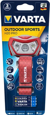 Een varta led-koplamp 'outdoor sports h20 pro' rood/grijs koop je bij NiceSupplies.nl