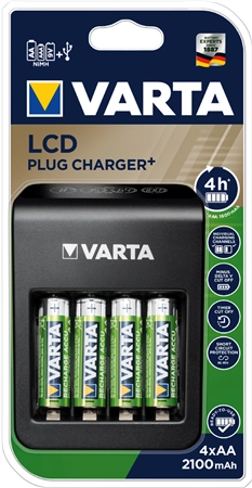 Een varta oplader lcd plug charger+ inkl 4xaa accus koop je bij NiceSupplies.nl