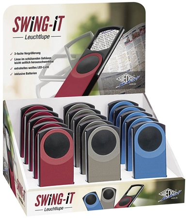 Een wedo rechthoekige loep swing-it met led-verlichting 15 stuks display koop je bij NiceSupplies.nl