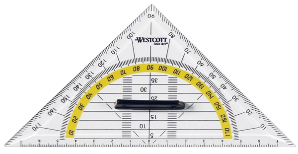 Een westcott geodriehoek hypotenusa 140mm met grip koop je bij NiceSupplies.nl