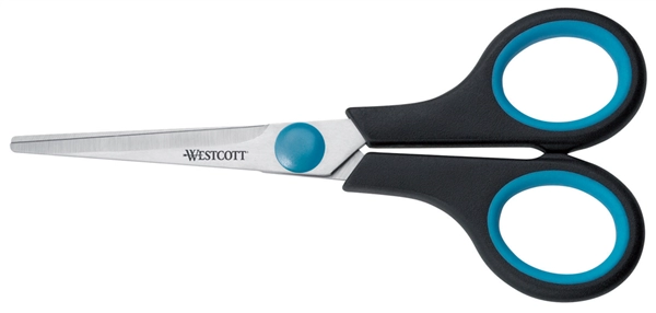 Een westcott schaar easy grip lengte 130mm blauw zwart koop je bij NiceSupplies.nl