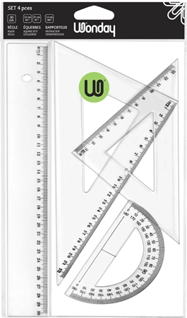 Een wonday geometrie-set eco 4-delig transparant koop je bij NiceSupplies.nl