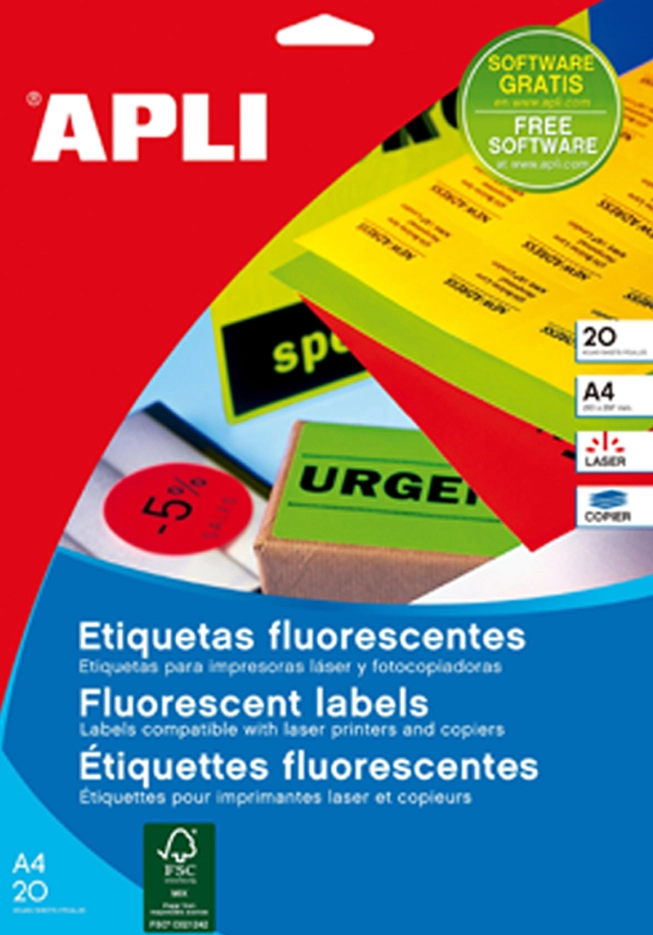 Een agipa adres-etiketten 210x297mm neongeel koop je bij NiceSupplies.nl