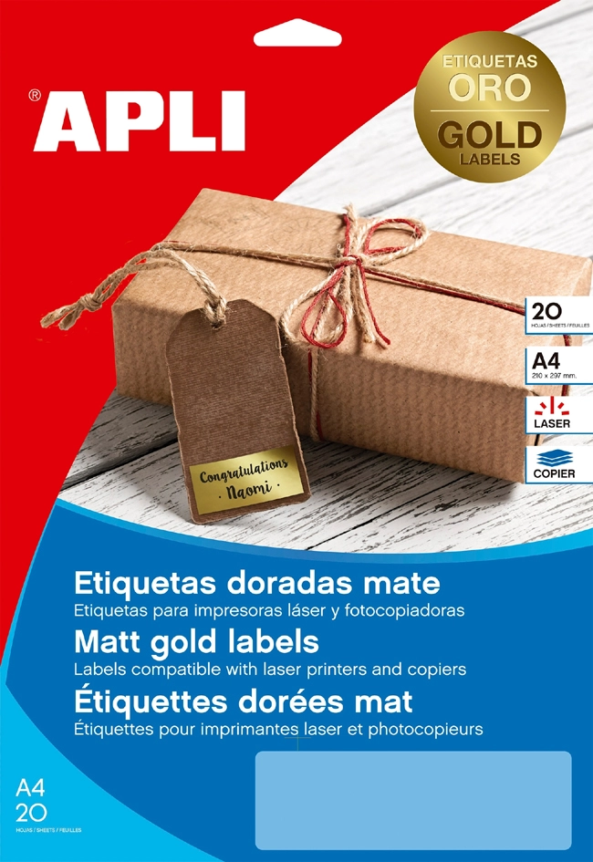 Een agipa folie-etiketten 50x20 mm gold koop je bij NiceSupplies.nl