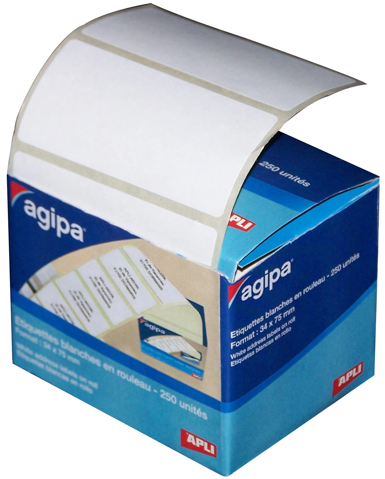 Een agipa verzendetiketten 75x34 mm wit op rol koop je bij NiceSupplies.nl