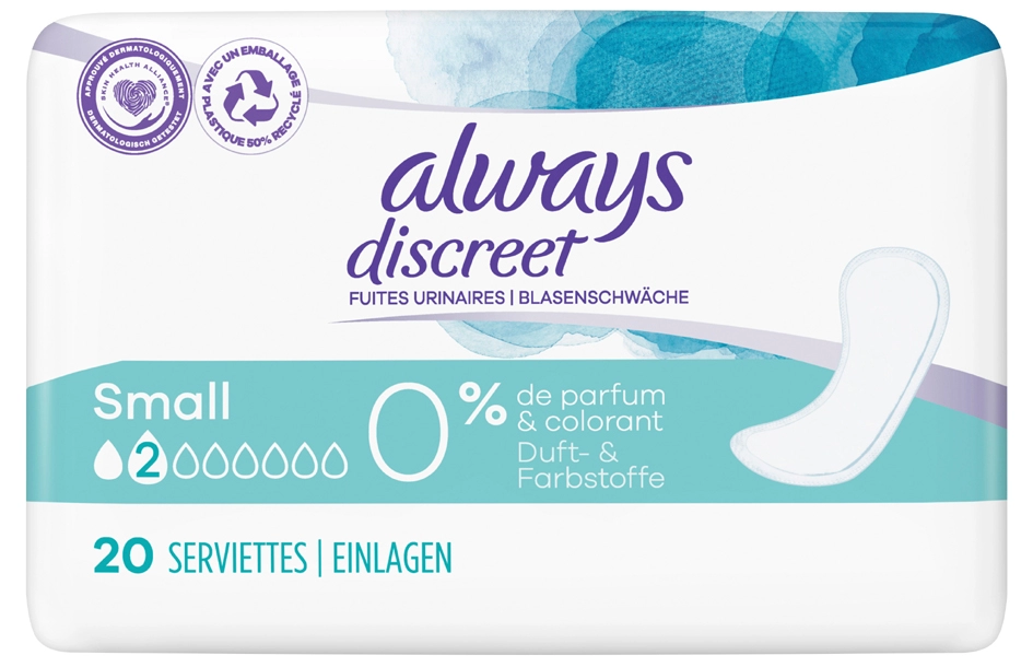 Een always discreet incontinentie-inlegger small 0% koop je bij NiceSupplies.nl