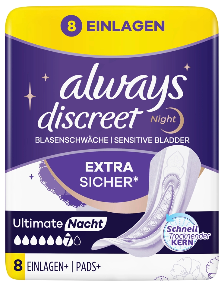 Een always discreet incontinentie-inlegger ultimate night koop je bij NiceSupplies.nl