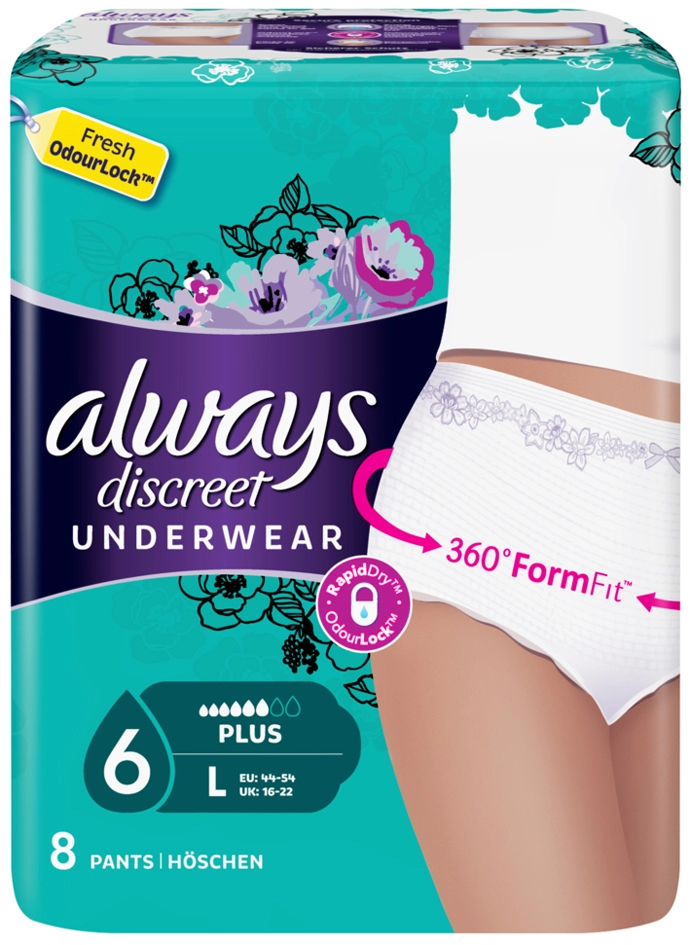 Een always discreet incontinentie pants plus l koop je bij NiceSupplies.nl