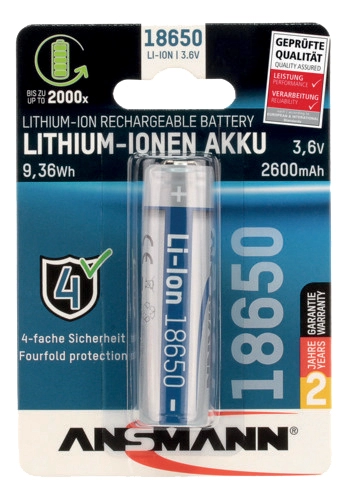 Een ansmann li-ion accu 18650 3 6 v 2600 mah koop je bij NiceSupplies.nl