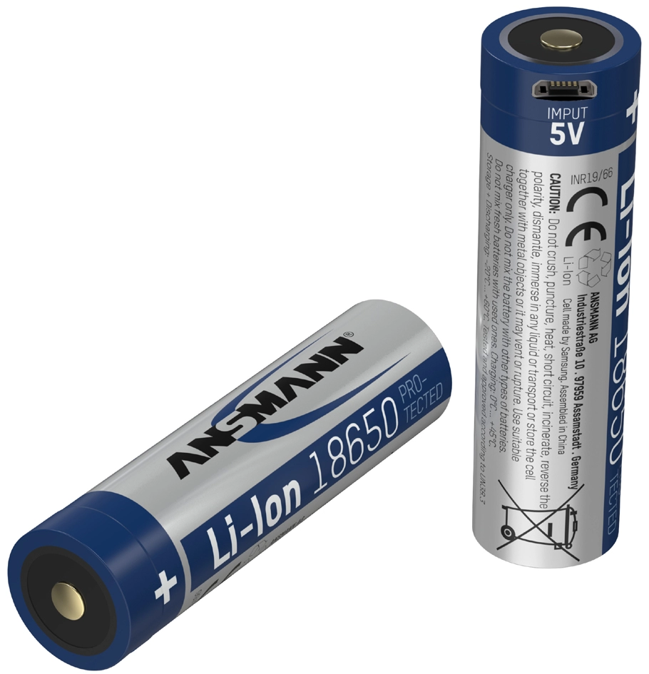 Een ansmann li-ion accu 18650 met micro-usb koppeling 2 600 mah koop je bij NiceSupplies.nl