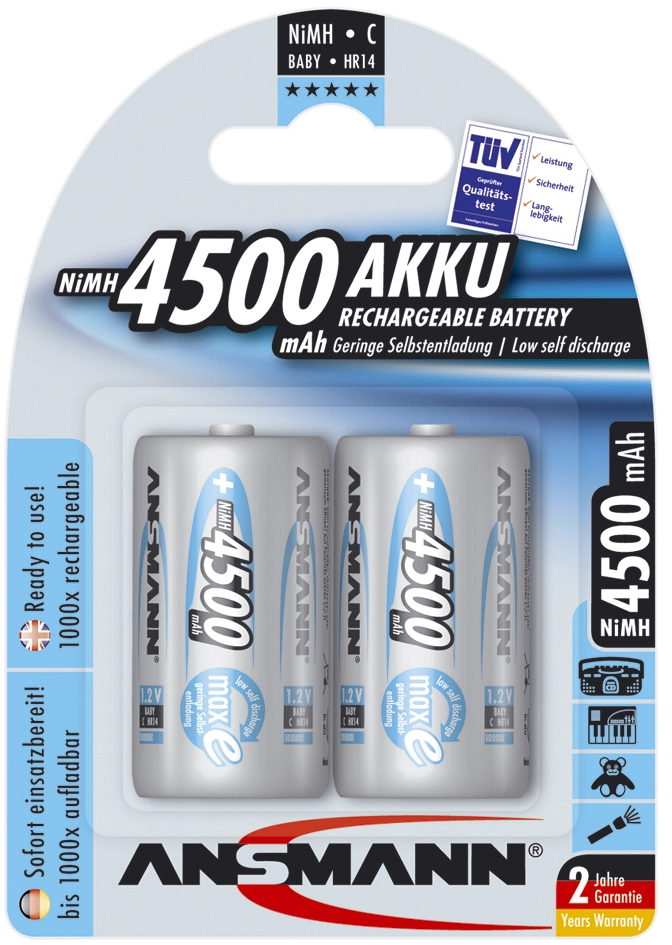 Een ansmann nimh accu max baby c 4500 mah 2 stuks blister koop je bij NiceSupplies.nl