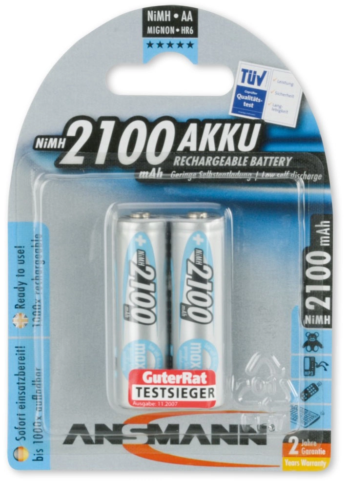 Een ansmann nimh accu maxe mignon aa 2100 mah 4 stuks blister koop je bij NiceSupplies.nl