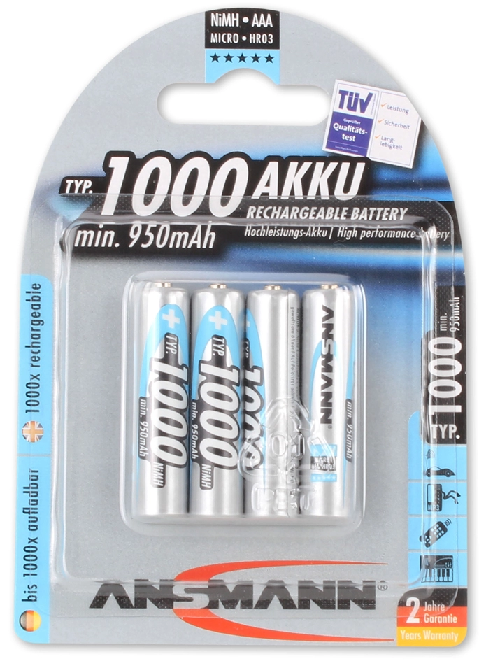 Een ansmann nimh accu premium micro aaa 1000 mah 2 stuks blister koop je bij NiceSupplies.nl