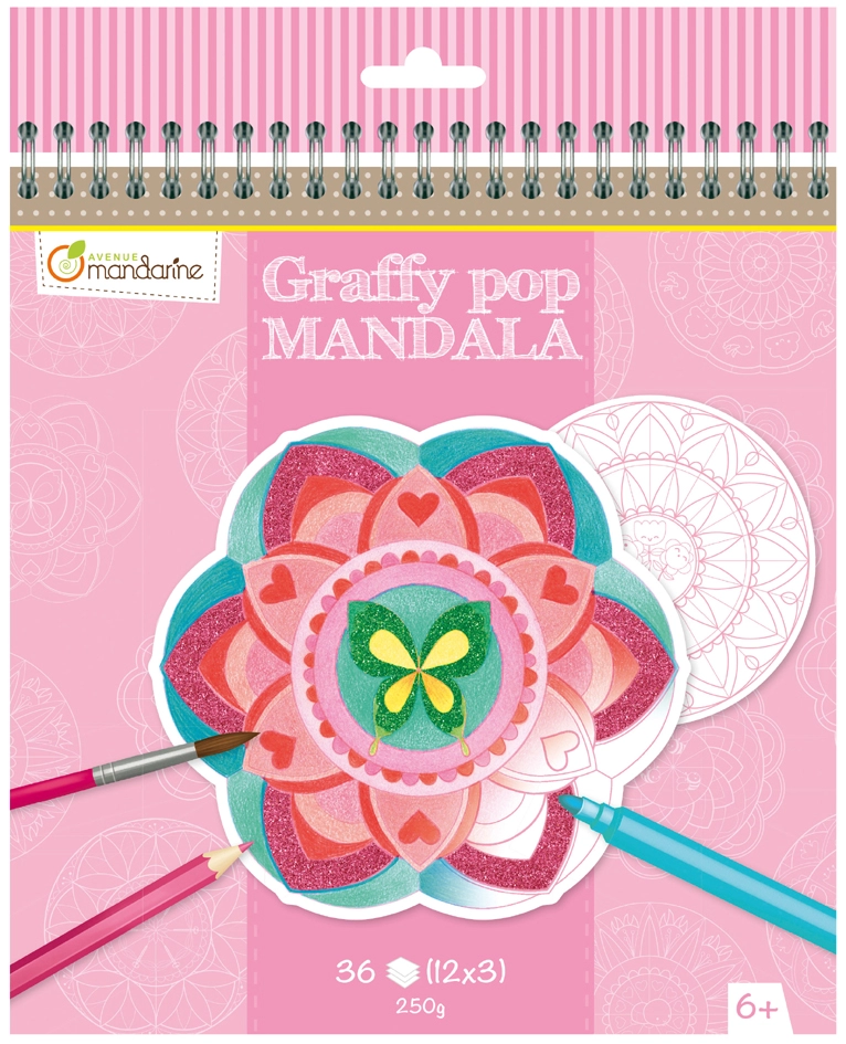 Een avenue mandarine verfboek graffy pop mandala girl koop je bij NiceSupplies.nl