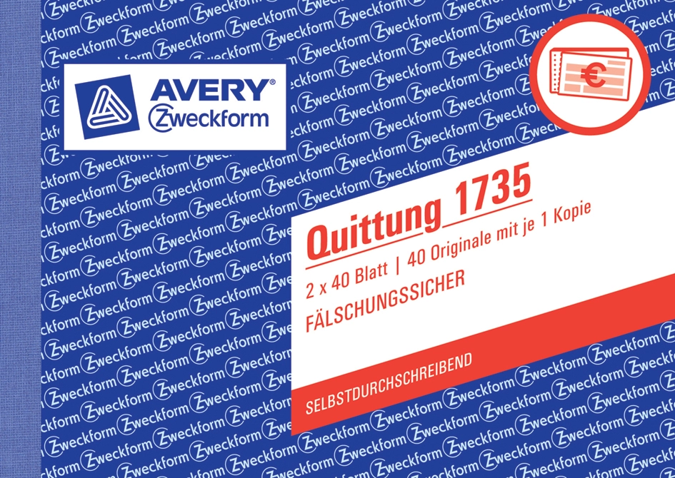 Een avery zweckform bedrijfsformulieren quittung met btw 4 en 1 koop je bij NiceSupplies.nl