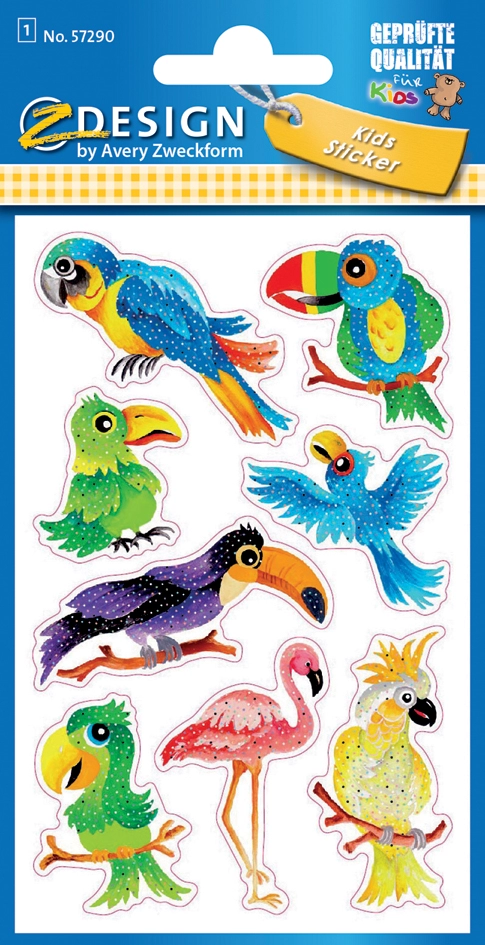 Een avery zweckform zdesign kids glitter-sticker vögel koop je bij NiceSupplies.nl