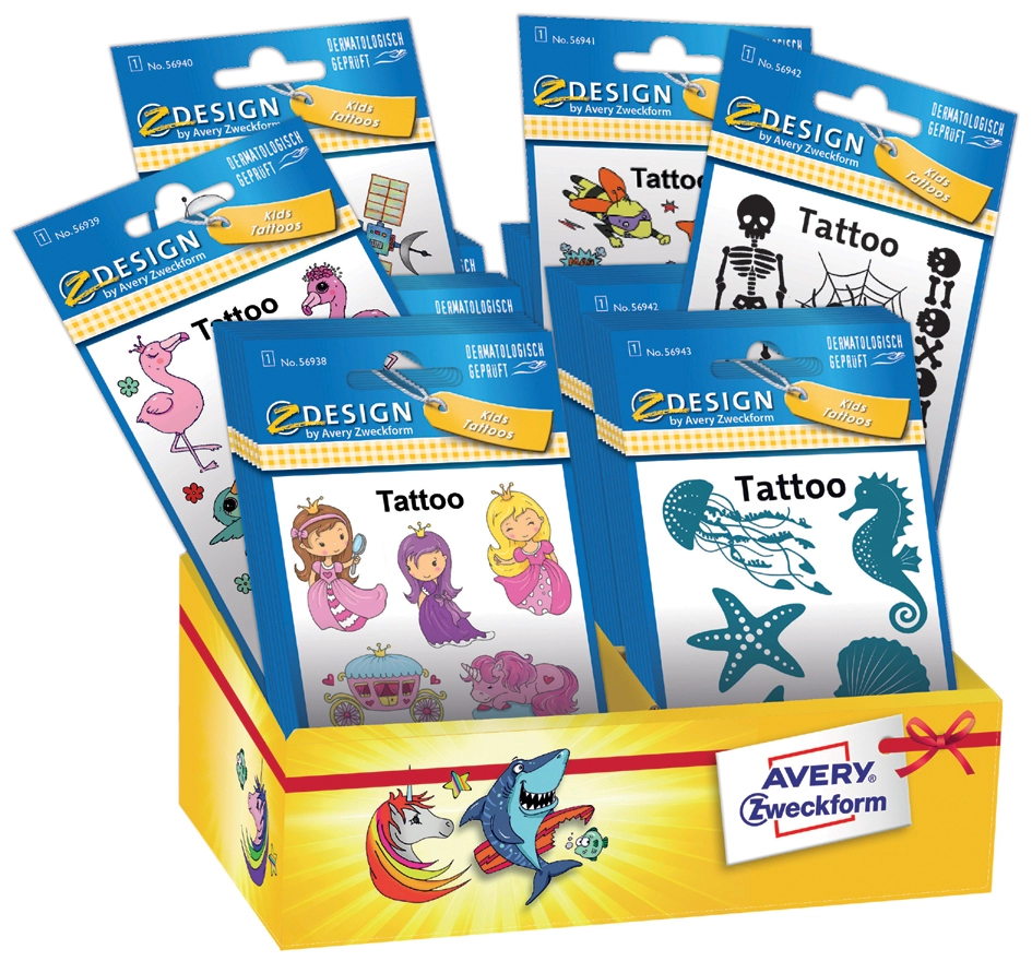 Een avery zweckform zdesign kids tattoos theken-display koop je bij NiceSupplies.nl