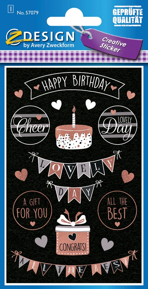 Een avery zweckform zdesign sticker happy birthday koop je bij NiceSupplies.nl