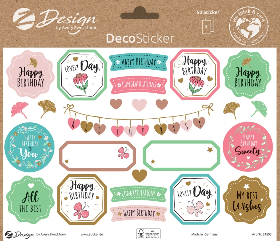 Een avery zweckform zdesign trend sticker deko happy birthday koop je bij NiceSupplies.nl