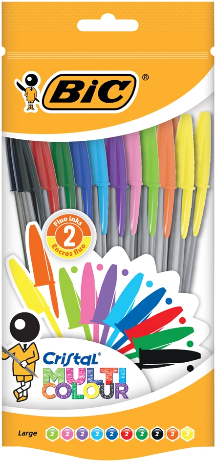 Een bic balpen cristal large multicolor 10 stuks zak koop je bij NiceSupplies.nl