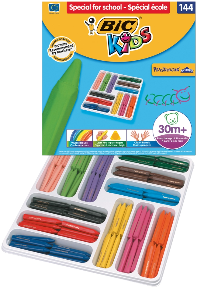 Een bic driehoekig-waskrijt plastidecor triangle 144 stuks koop je bij NiceSupplies.nl