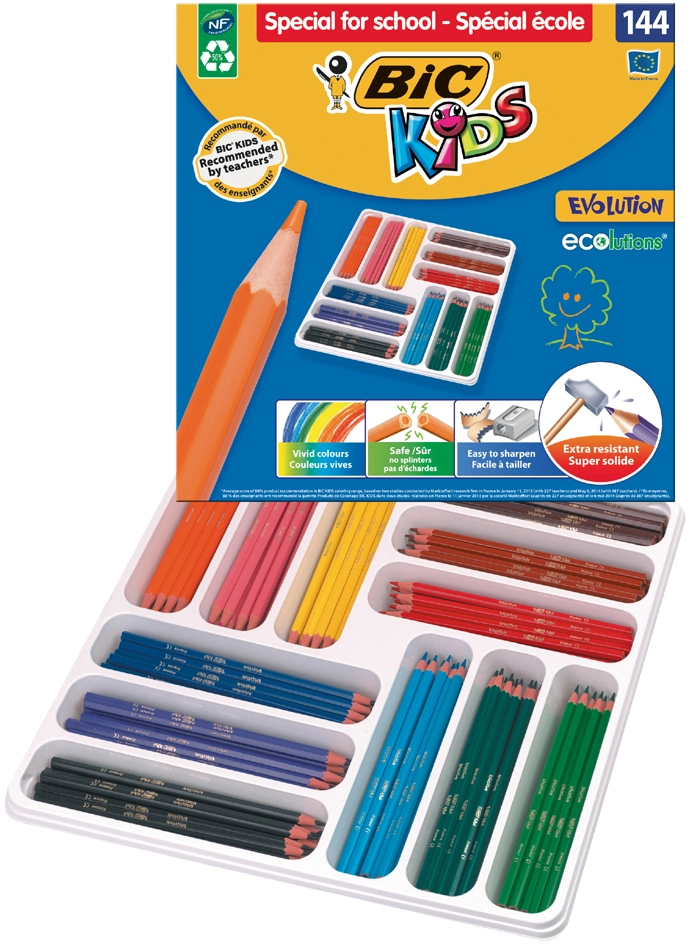 Een bic kids kleurpotloden ecolutions evolution 144 stuks groepspak koop je bij NiceSupplies.nl