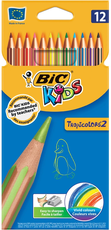 Een bic kids kleurpotlood tropicolors 18 stuks kartonnen etui koop je bij NiceSupplies.nl