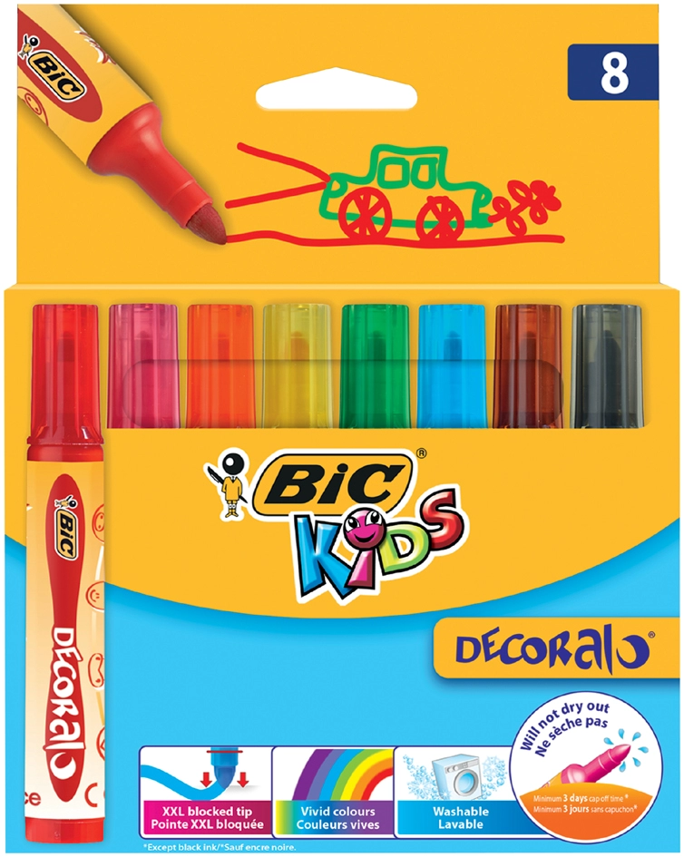 Een bic kids viltstift decoralo 8 stuks kartonnen etui koop je bij NiceSupplies.nl