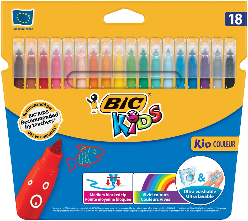 Een bic kids viltstiften kid kleur medium 18 stuks etui koop je bij NiceSupplies.nl