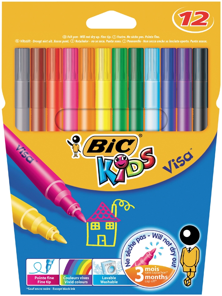 Een bic kids viltstiften visa 12 stuks etui koop je bij NiceSupplies.nl