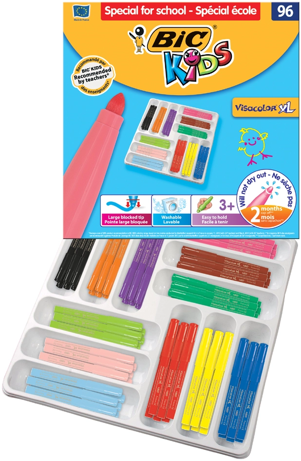 Een bic kids viltstiften visacolor xl 96 stuks grootverpakking koop je bij NiceSupplies.nl