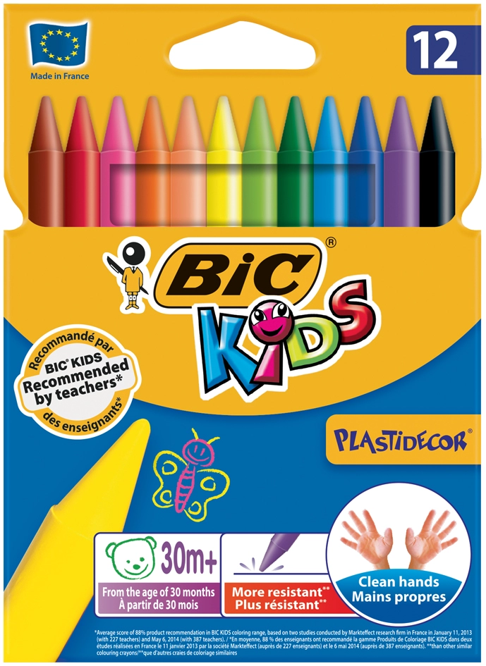 Een bic kids waskrijt plastidecor 12 stuks etui koop je bij NiceSupplies.nl