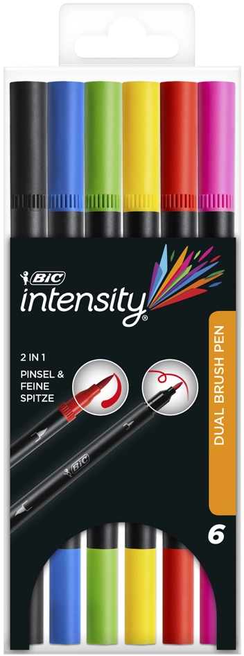 Een bic viltstift dual brush 2in1 12 stuks etui kleuren assorti koop je bij NiceSupplies.nl