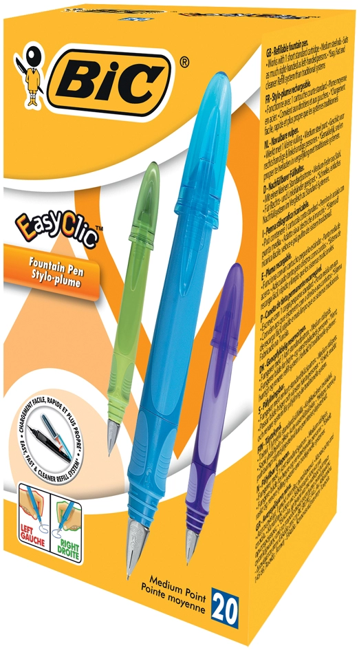 Een bic vulpen easy clic schrijfbreedte: m 20 stuks box koop je bij NiceSupplies.nl