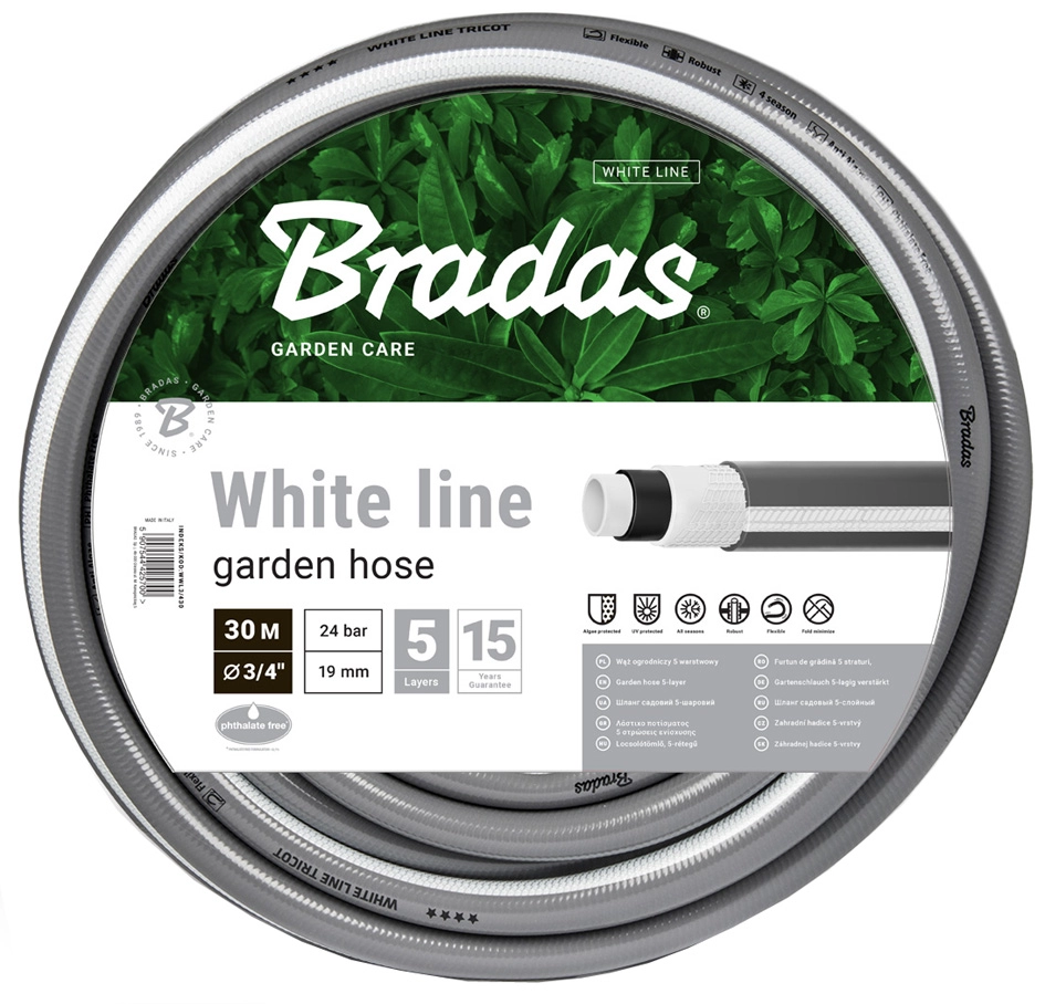 Een bradas tuinslang white line 3/4' zilver/wit 30 m koop je bij NiceSupplies.nl