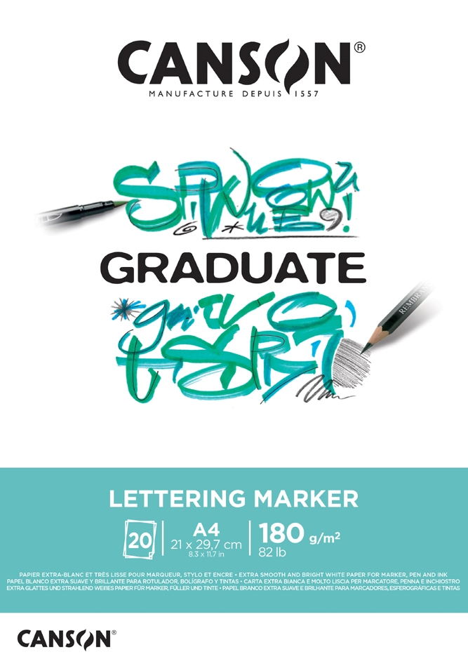 Een canson schetsblok graduate lettering marker din a3 koop je bij NiceSupplies.nl