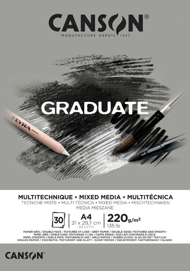 Een canson schetsblok graduate mixed media grijs din a3 koop je bij NiceSupplies.nl